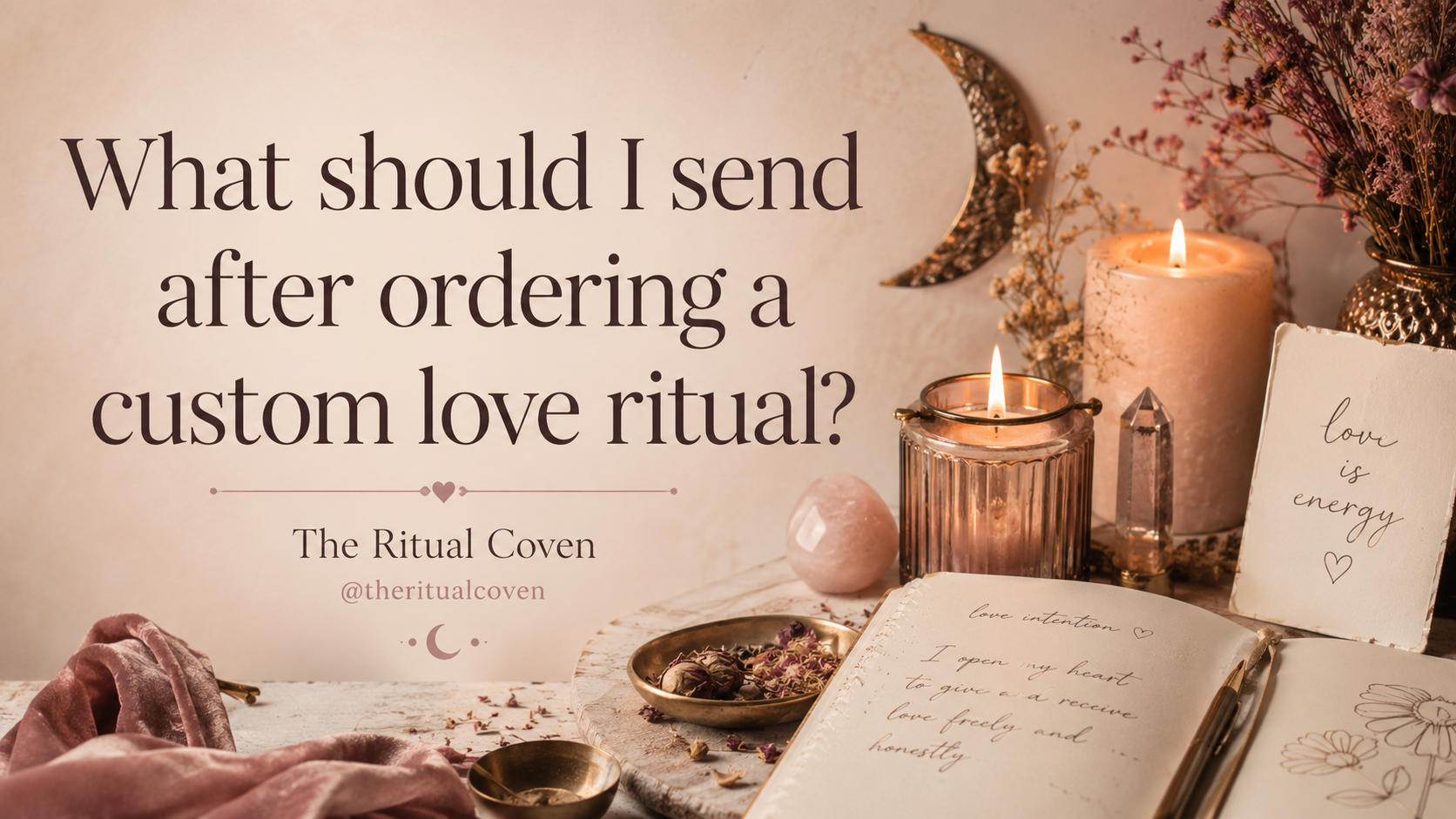 What should I send after ordering a custom love ritual?
