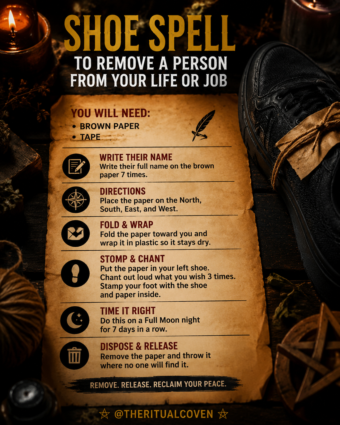 Shoe spell to remove a person from your life or job
