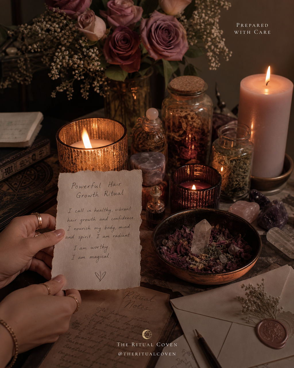 Powerful Hair Growth Ritual realistic ritual scene by The Ritual Coven