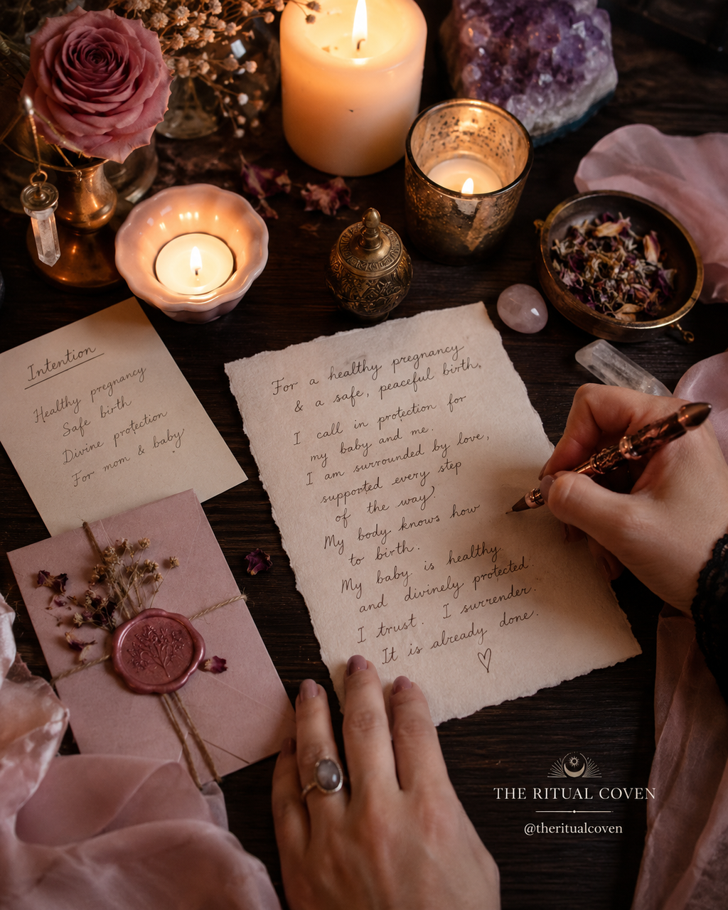Healthy Pregnancy & Safe Birth Blessing Ritual realistic ritual scene by The Ritual Coven