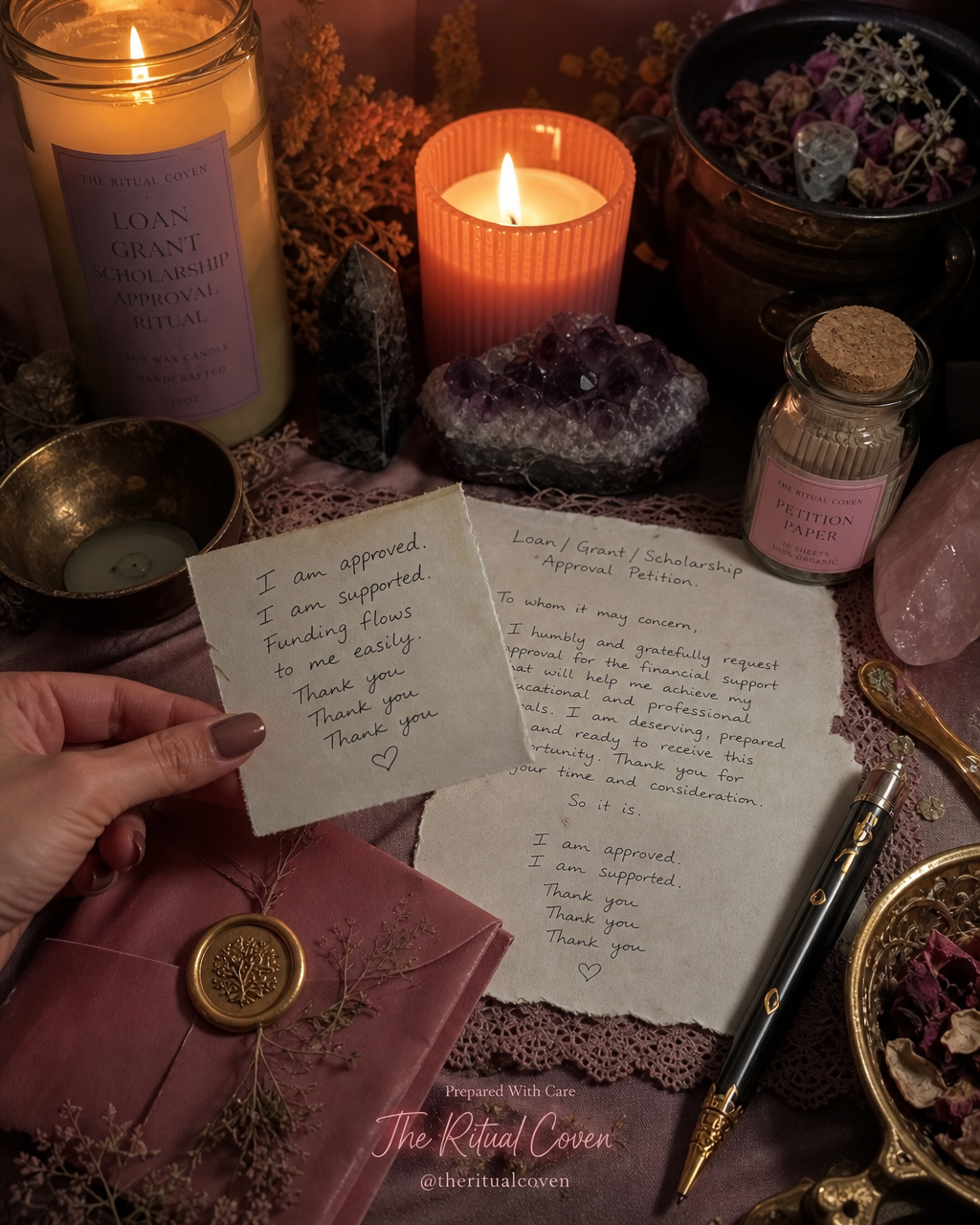 Loan/Grant/Scholarship Approval Ritual realistic ritual scene by The Ritual Coven