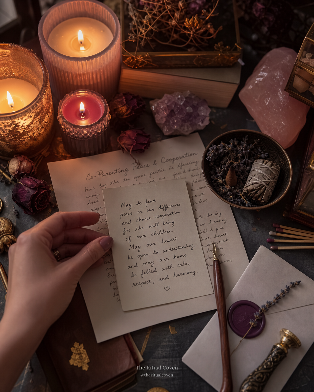 Co-Parenting Peace & Cooperation Ritual realistic ritual scene by The Ritual Coven