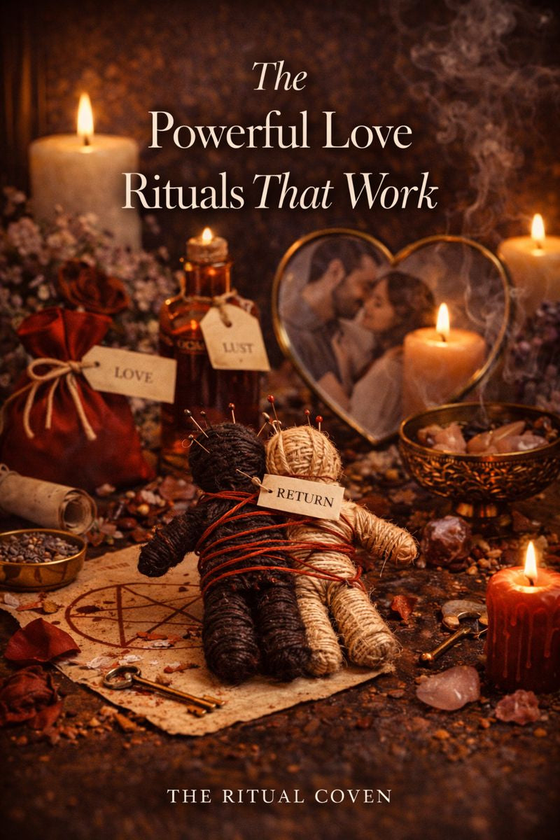 Magical setup with candles, heart-shaped mirror, and love-themed objects on a dark background. Powerful Love Rituals That Work