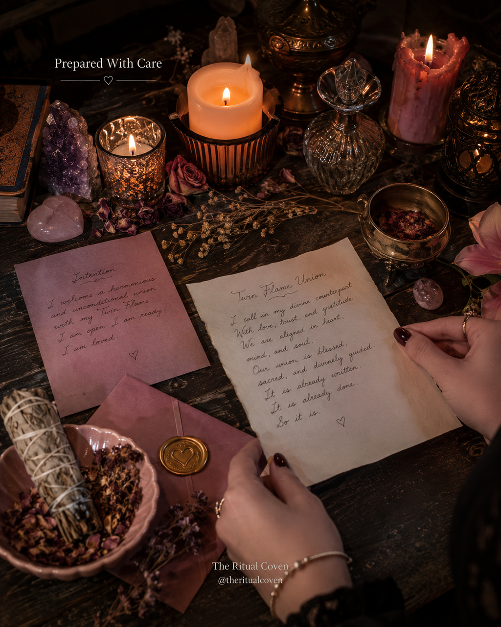 Twin Flame Union Ritual realistic ritual scene by The Ritual Coven