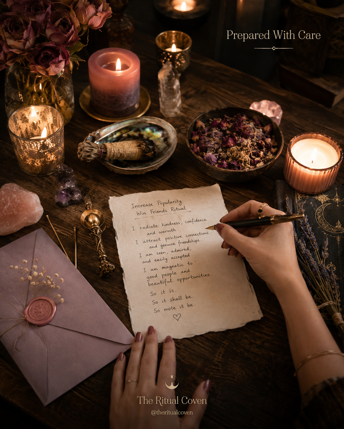 Increase Popularity Win Friends Ritual realistic ritual scene by The Ritual Coven